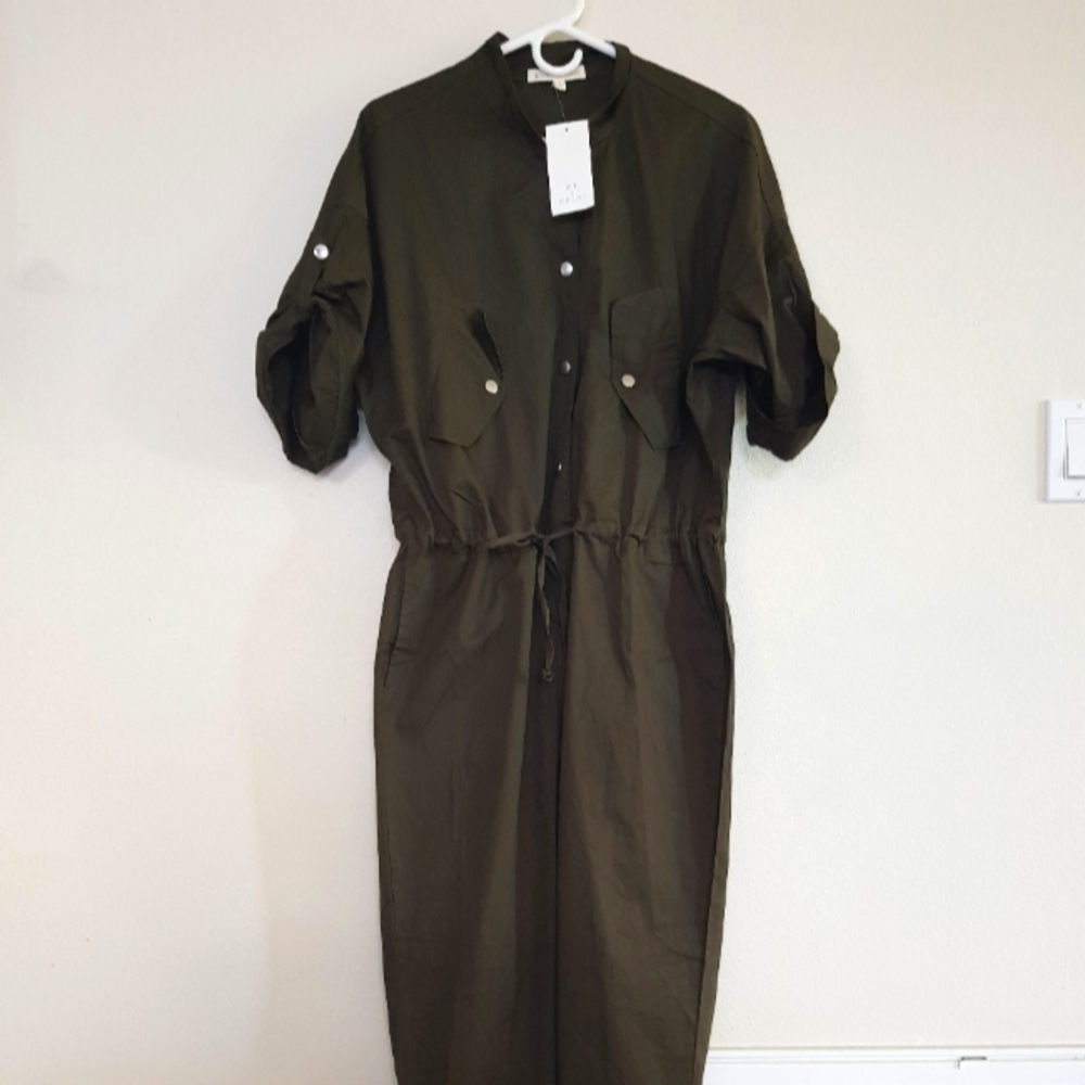 NWT Hot & Delicious Cotton Utility Jumpsuit with pockets and belt